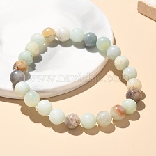 Natural Flower Amazonite Bead Stretch Bracelets, Round, 2-1/8 inch~2-3/8 inch(5.5~6cm), Bead: 8mm