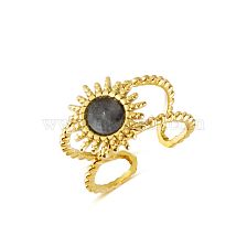 Fashion Sunflower Opening Ring Stainless Steel Natural Stone Ring