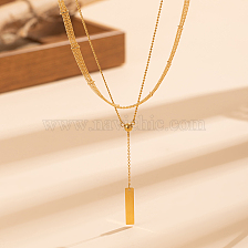 Geometric Rectangle Pendant Double Layer Necklace for Women, Daily Holiday Wear