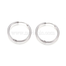 202 Stainless Steel Huggie Hoop Earrings, Hypoallergenic Earrings, with 316 Surgical Stainless Steel Pin, Stainless Steel Color, 10 Gauge, 25x2.5mm, Pin: 1mm