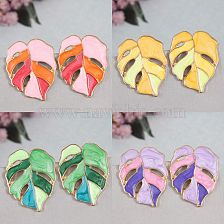 1 Pair Vacation Leaves Enamel Alloy Ear Studs