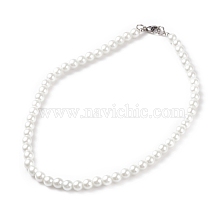 Glass Pearl Round Beaded Necklace for Men Women