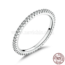 925 Sterling Silver Finger Rings, with Cubic Zirconia, with 925 Stamp, Real Platinum Plated