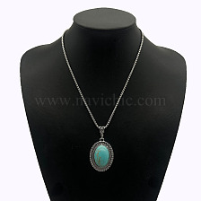 Retro Turquoise Ethnic Fashion Pendant Necklace