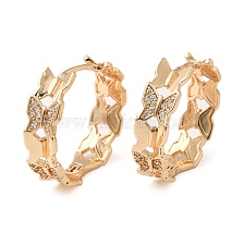 Brass Micro Pave Cubic Zirconia Hoop Earrings, Butterfly