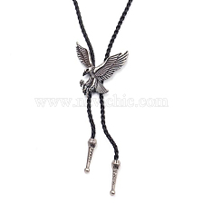 Alloy Eagle Lariat Necklace with PU Leather Cord for Men Women