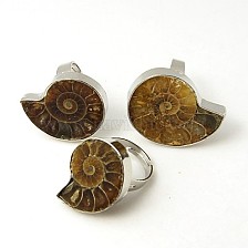 Gemstone Rings, Fossil, with Brass Findings, Spiral, Adjustable, Inner Diameter: 18mm