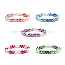 Glass Pearl Round Beaded Stretch Bracelet for Women