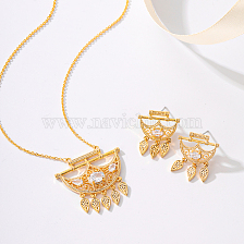 Golden Moon Fringe Necklace and Earring Set - Elegant Bridal Accessories