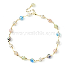 Resin with Gold Foil Round Beaded Chain Necklaces