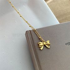 IG Style Bow Knot Titanium Steel Plating 18K Gold Plated Necklace