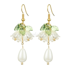 Natural Pearl & Acrylic Flower Dangle Earrings, Alloy Earrings