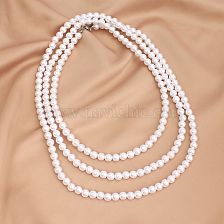 Lady Solid Color Imitation Pearl Beaded Handmade Women's Long Necklace