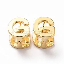 Initial Hoop Earrings for Women, Golden Letter Brass Earrings