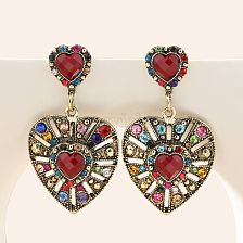 1 Pair Fashion Heart Shape Alloy Inlay Rhinestones Women'S Drop Earrings