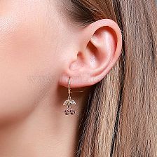  Fashion Cute  Cherry Earrings Personality Diamond Small Fresh Fruit  Copper Earrings  Wholesale