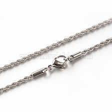 304 Stainless Steel Rope Chain Necklaces, with Lobster Claw Clasps