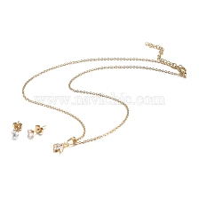 304 Stainless Steel Rhinestone Jewelry Sets, Flower Pendant Necklaces and Stud Earrings, Cable Chains, Lobster Claw Clasps and Ear Nuts, Crystal