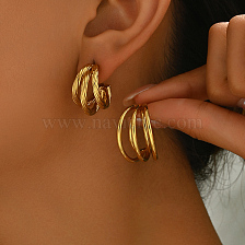 Stainless Steel Hollow Vintage Chic C-shaped Ear Hoops for Autumn/Winter