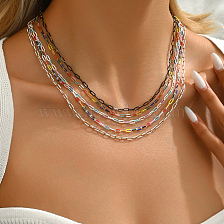 Simple Copper Cross Chain Lock Collarbone Necklace for Women Daily Wear.