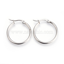 201 Stainless Steel Hoop Earrings with 304 Stainless Steel Pin, Hypoallergenic Earrings for Women