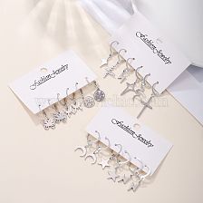 1 Set Basic Streetwear Cross Moon Butterfly Plating Alloy Drop Earrings