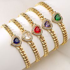 Fashion Heart Shape Copper Inlay Zircon Bracelets 1 Piece