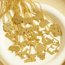 Cute Cartoon Animal Necklace Pendant Unisex Stainless Steel Short Lock Chain