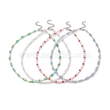 Glass Beaded Necklaces for Women, with 304 Stainless Steel Clasps