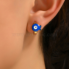 Fashionable Blue Heart Earrings with Gold Plating for Women.