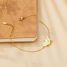 Elegant White Butterfly Bracelet with 18K Gold Plated Decoration.