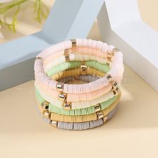 Simple Style Color Block Soft Clay Knitting Women'S Bracelets 6 Pieces