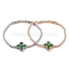 Clover Brass Micro Pave Cubic Zirconia Link Bracelets, Long-Lasting Plated