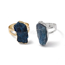 Natural Kyanite/Cyanite/Disthene Irregular Nugget Adjustable Ring, Brass Jewelry for Women, Cadmium Free & Lead Free