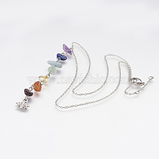 Chakra Natural Mixed Stone Brass Pendant Chains