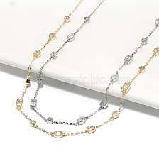 925 Sterling Silver Pendant Necklaces, Micro Pave 5A Cubic Zirconia Link Necklaces