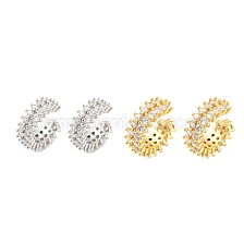 Rack Plating Brass Cubic Zirconia Cuff Earrings, Long-Lasting Plated, Lead Free & Cadmium Free