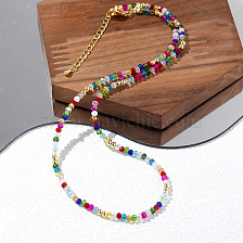 Colorful Crystal Bead Necklace Sweet Cute Girl Style Collarbone Chain Accessory